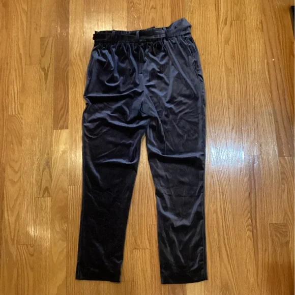 Blue velvet stretch trousers - Picture 3 of 6